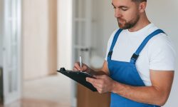 Moving service employee in a room Moving service employee in a room
